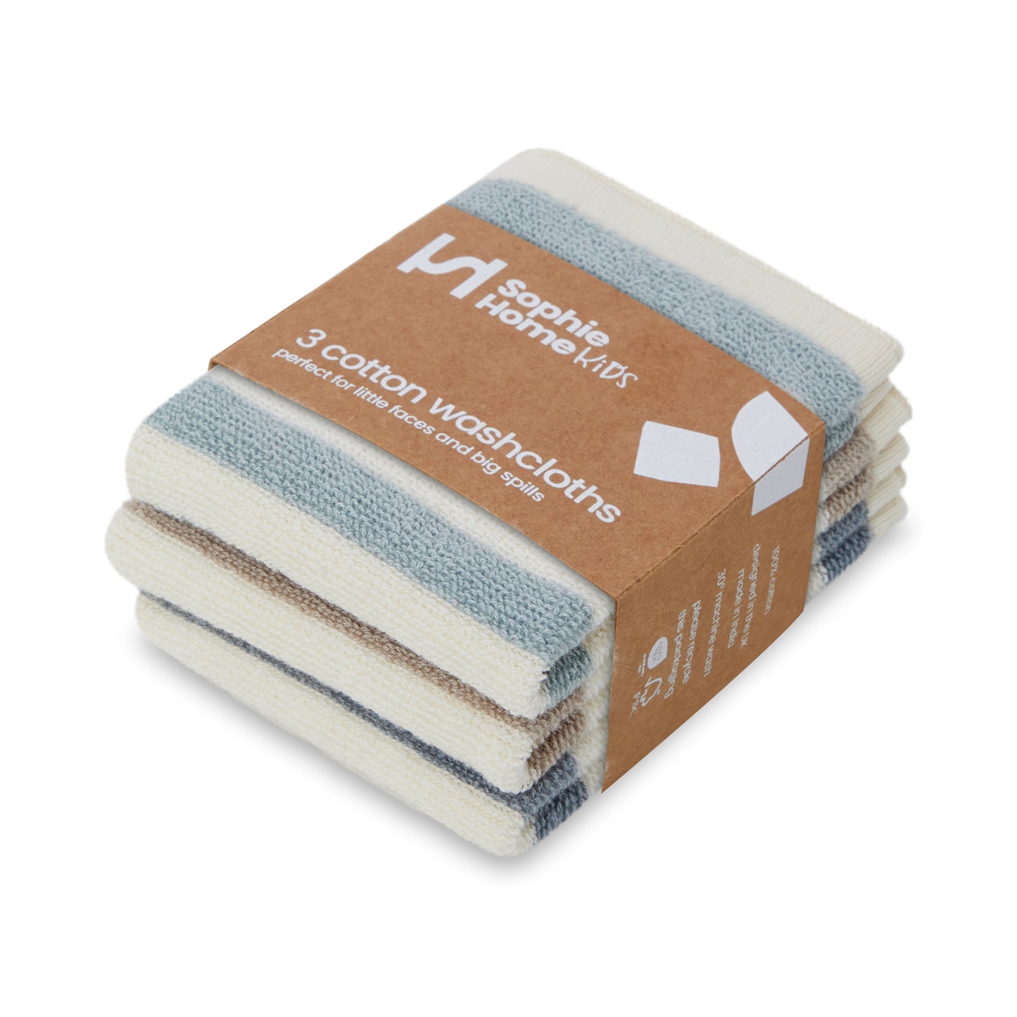 Striped Terry Washcloths: Aqua/Putty/Blue