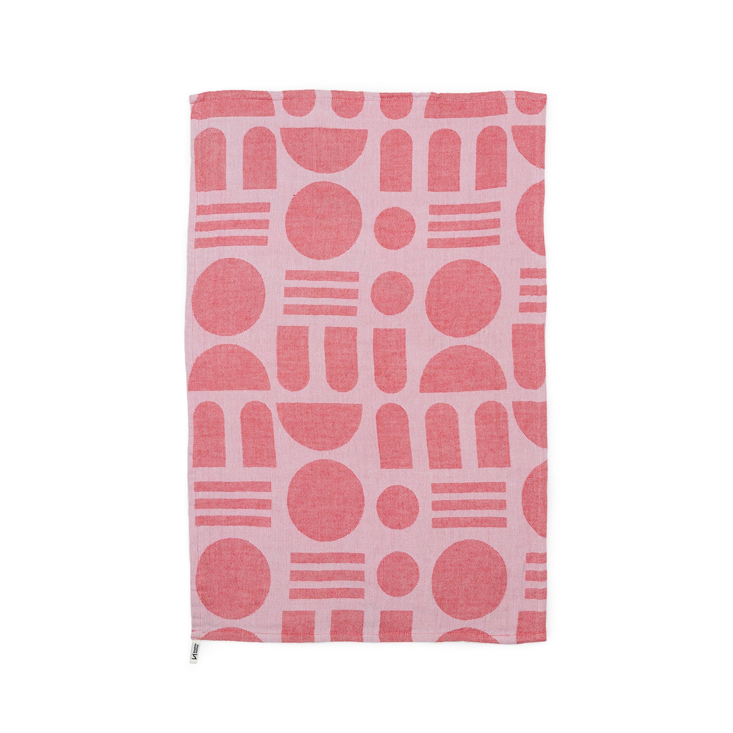 Designer Cotton Tea Towel: Stack The Dishes Pink