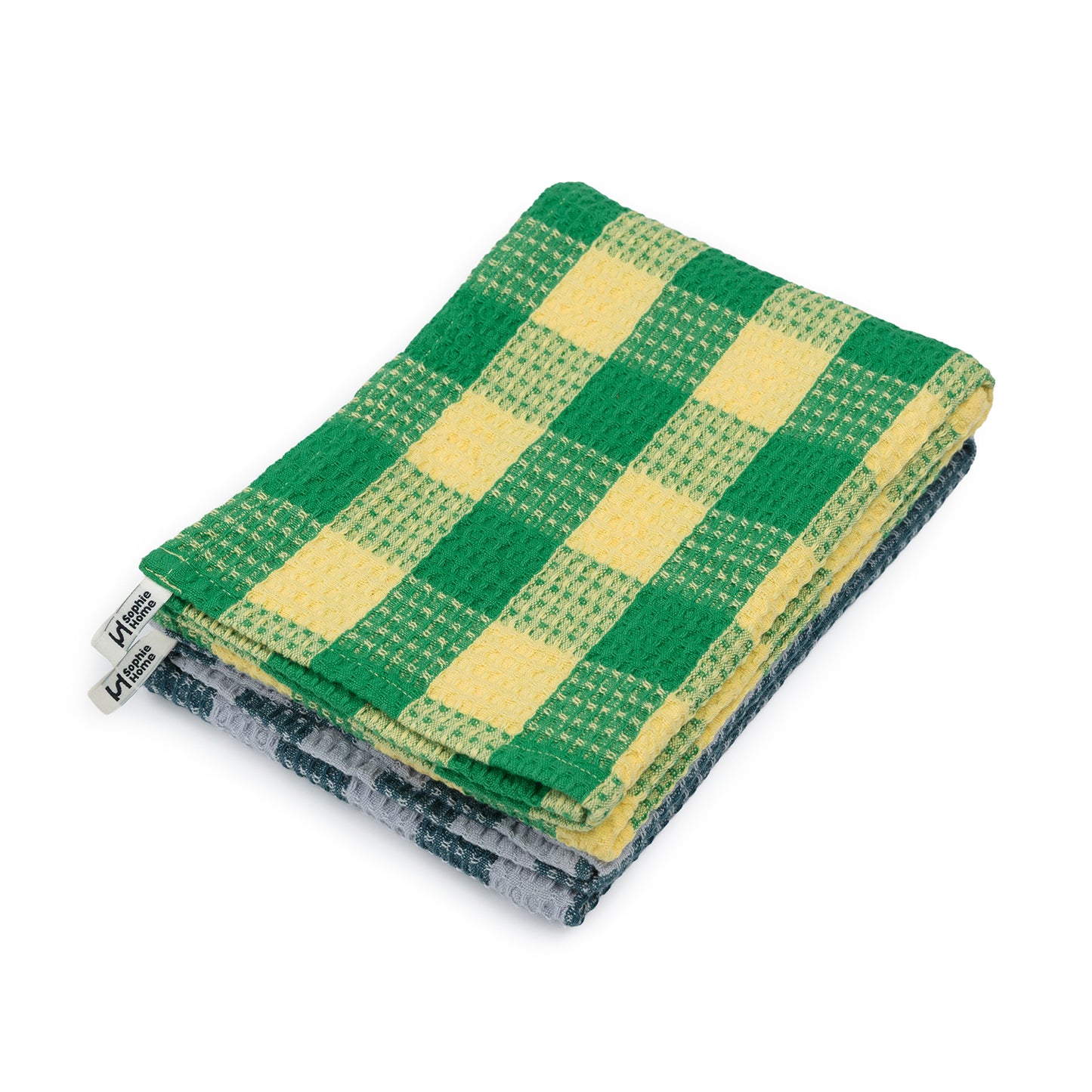 Cotton Tea Towel 2 Pack: Check Green