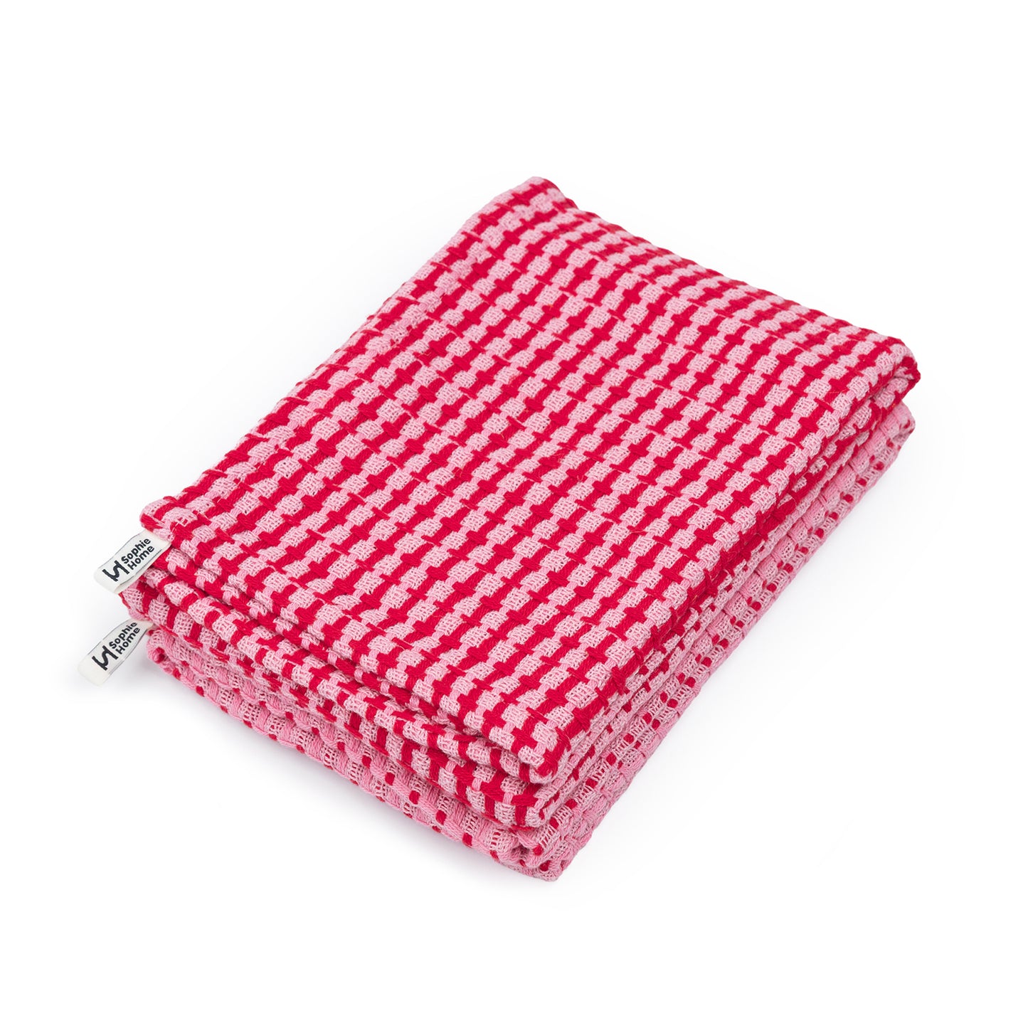 Recycled Materials Tea Towel 2 Pack: Pink