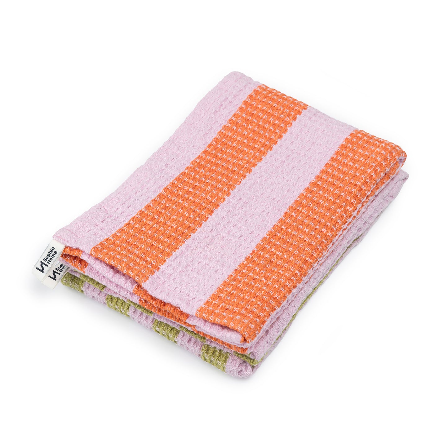 Cotton Tea Towel 2 Pack: Striped Pink