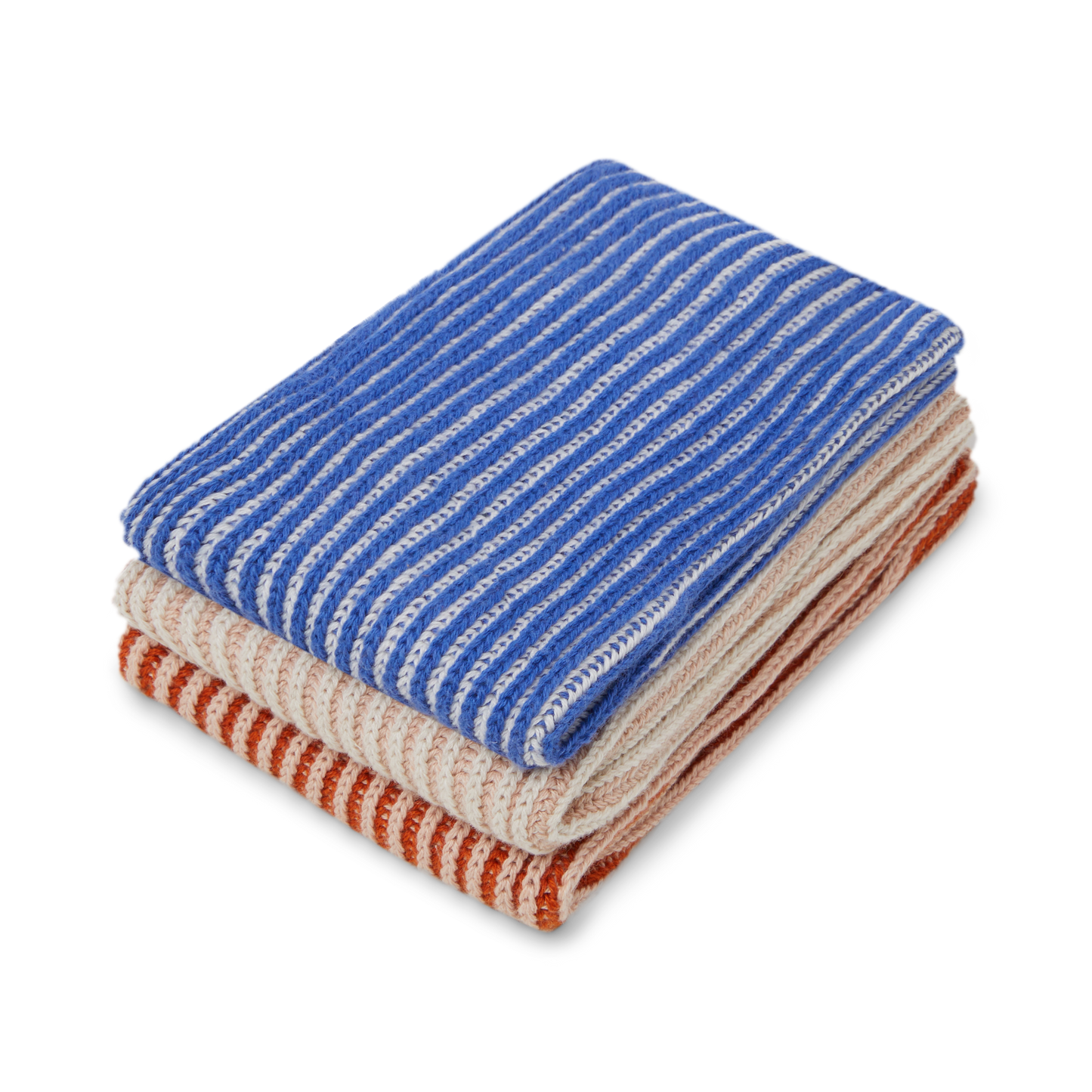 Reusable Ribbed Dishcloths: Cobalt/Pink/Rust