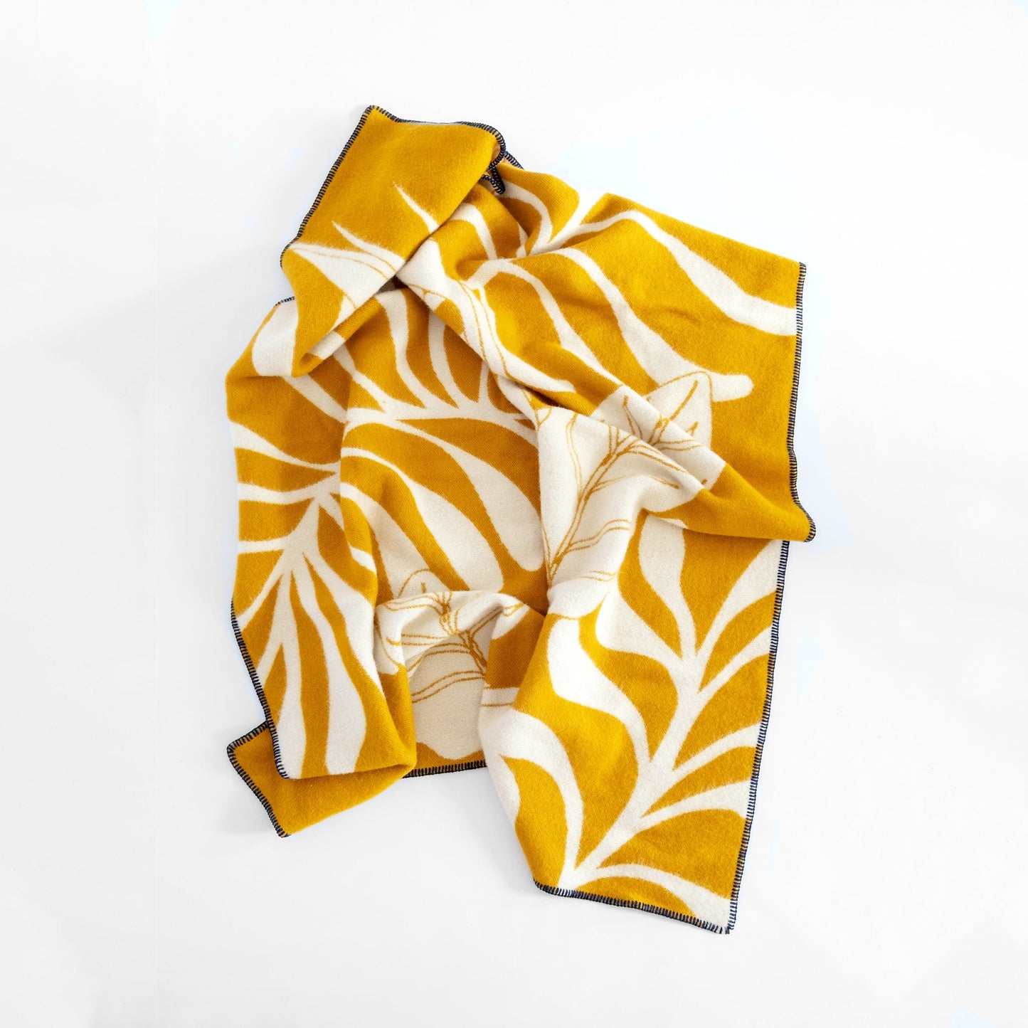 Leaf Wool Blanket: Mustard