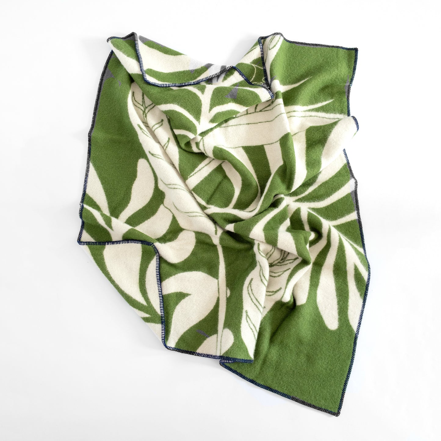 Leaf Wool Blanket: Green