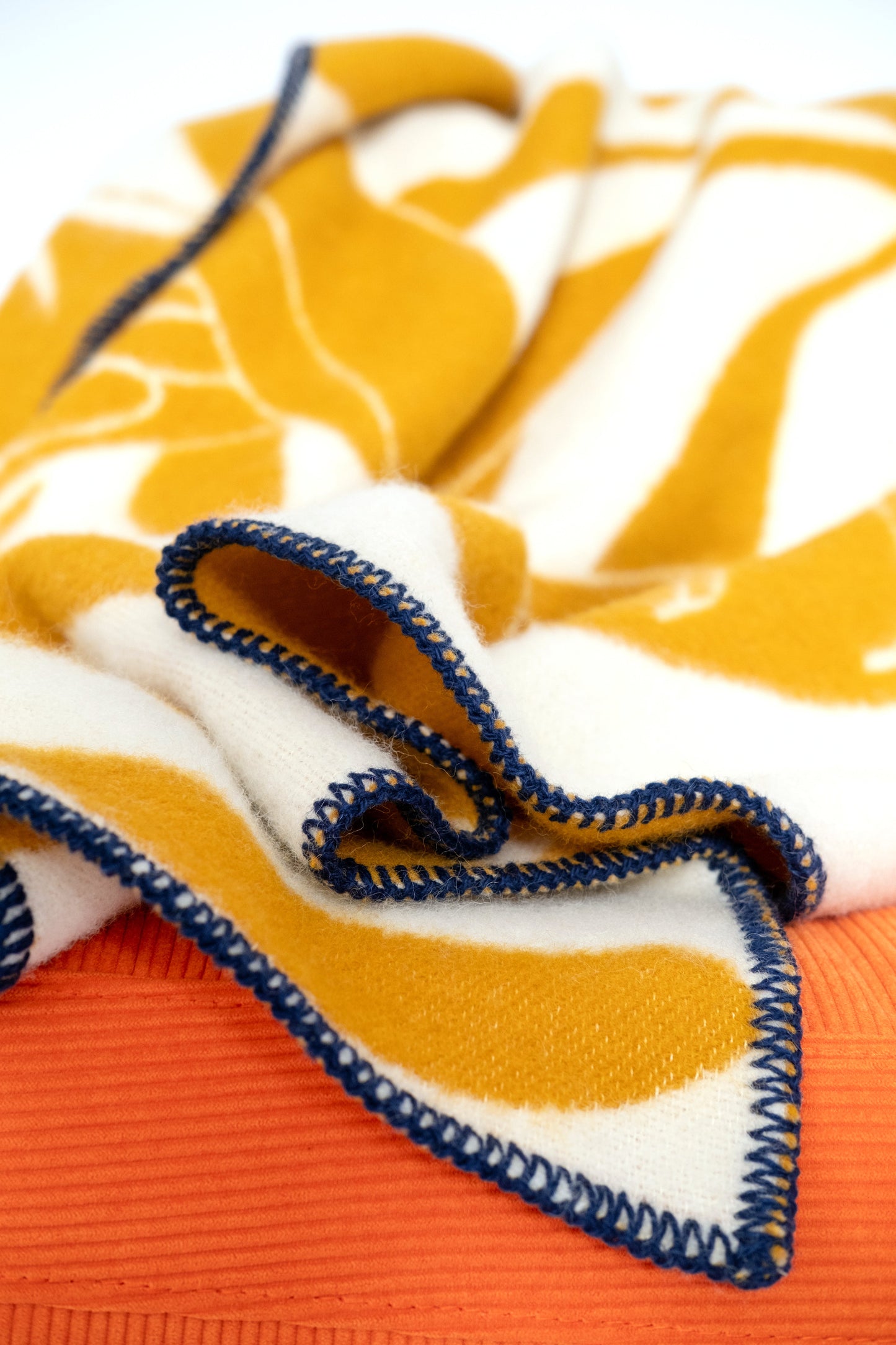 Leaf Wool Blanket: Mustard
