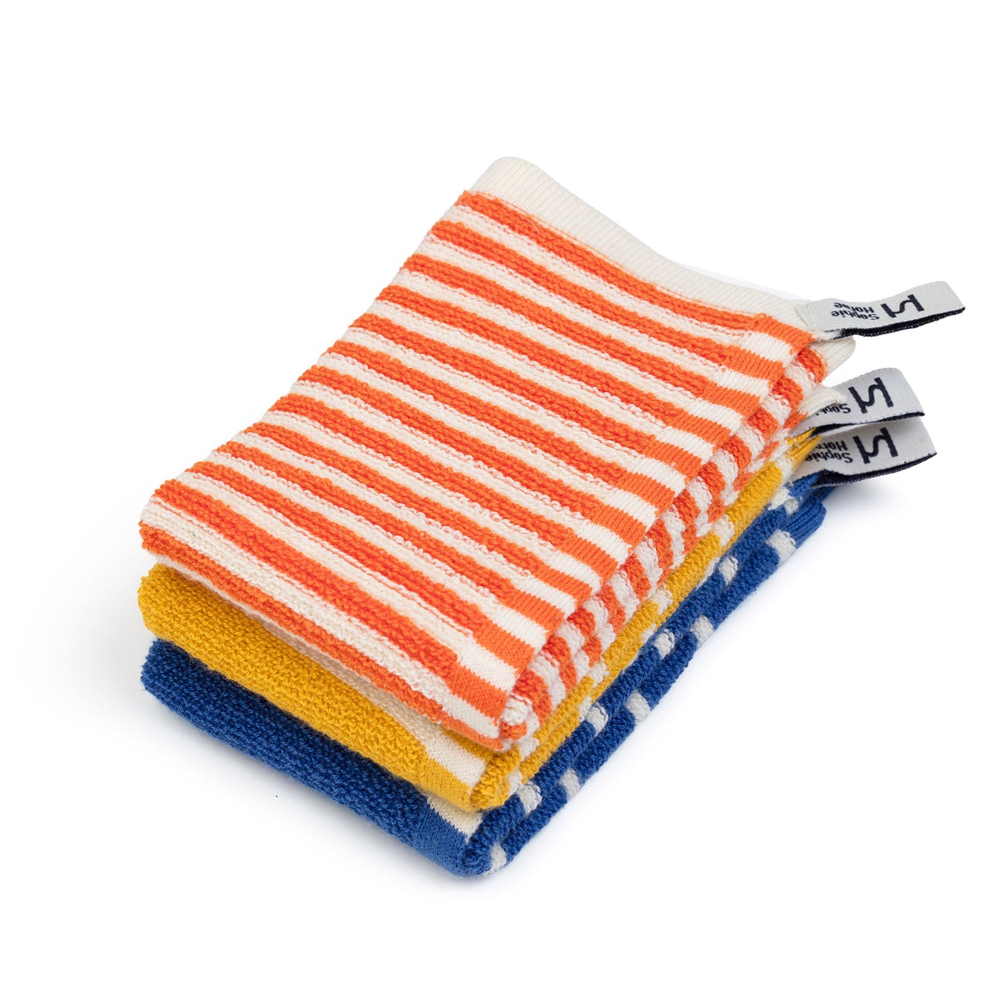 Striped Washcloths: Orange/Yellow/Cobalt
