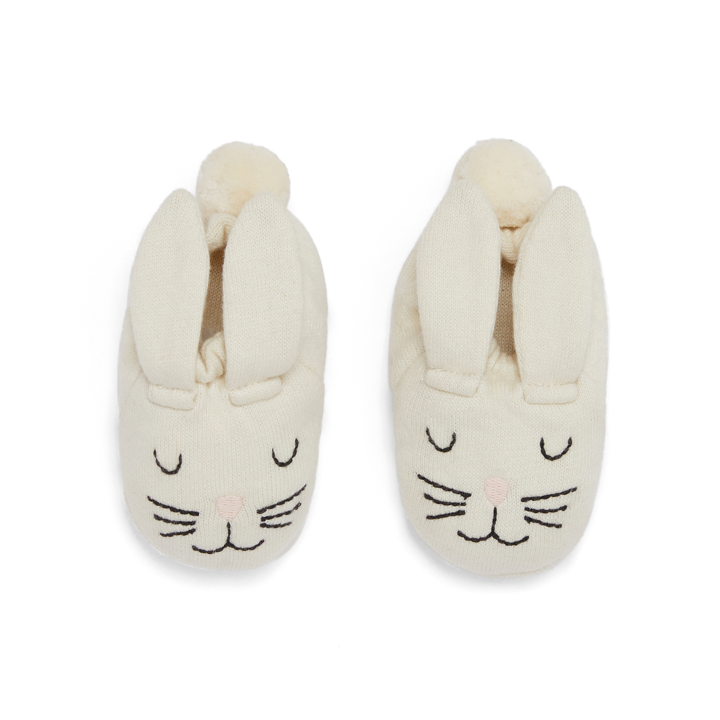 Rabbit Baby Booties: Ivory