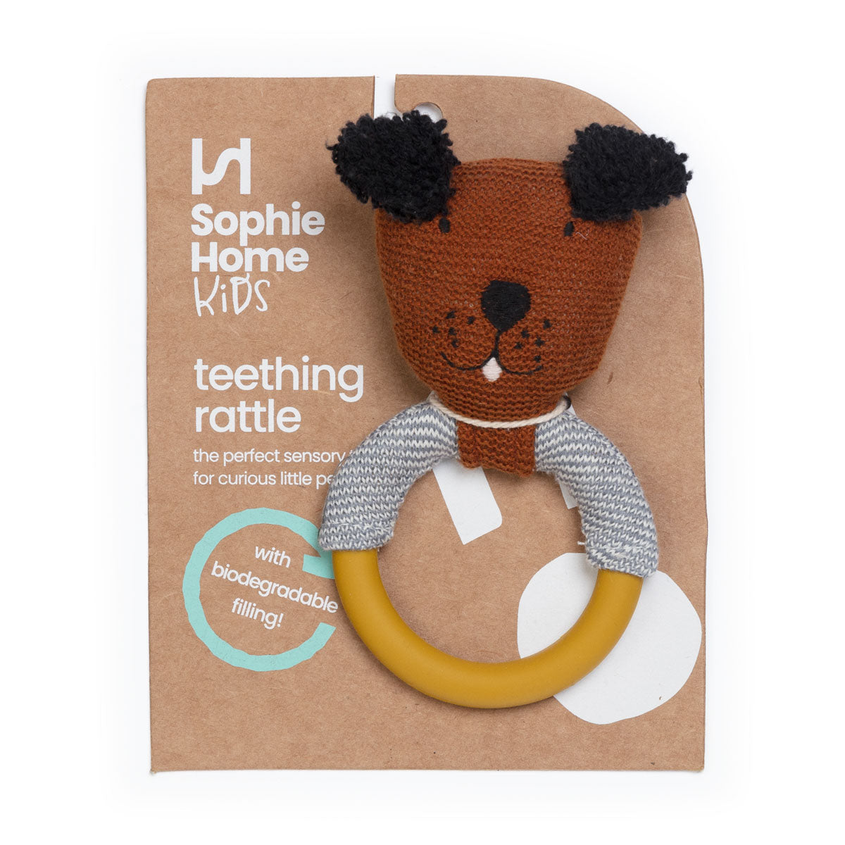 Dog Teething Rattle: Brown