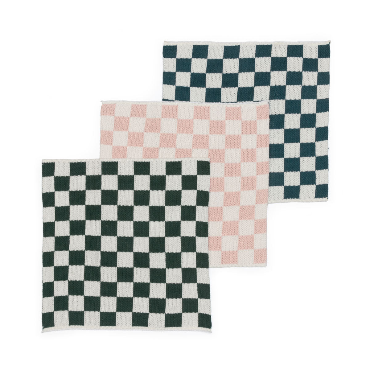 Reusable Check Dishcloths: Ink/Pink/Forest