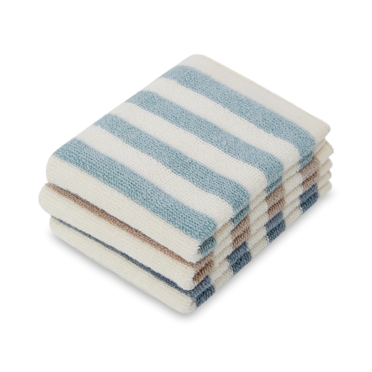 Striped Terry Washcloths: Aqua/Putty/Blue