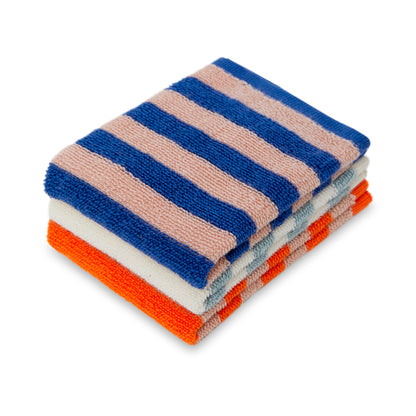 Striped Terry Washcloths: Cobalt/Aqua/Orange