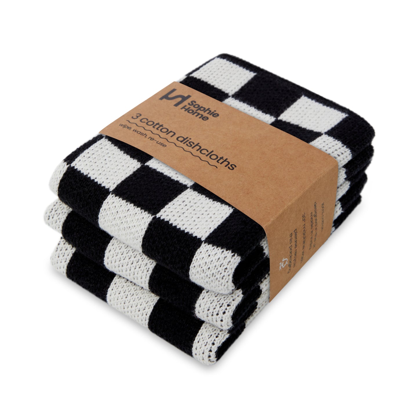 Reusable Dishcloths: Mono Check