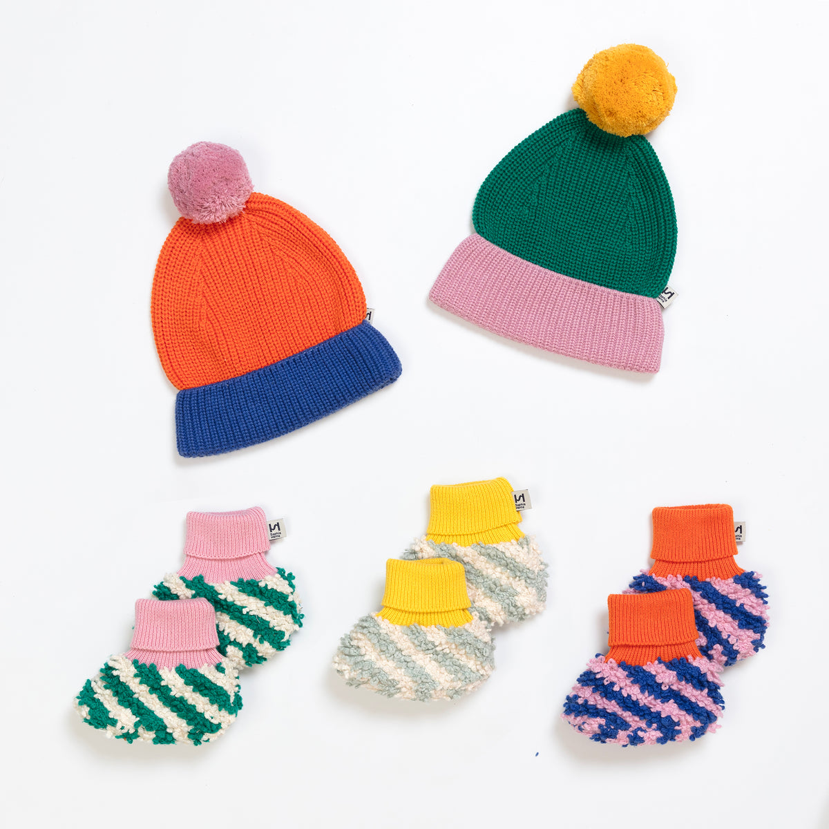 Boucle Striped Slipper Socks: Aqua