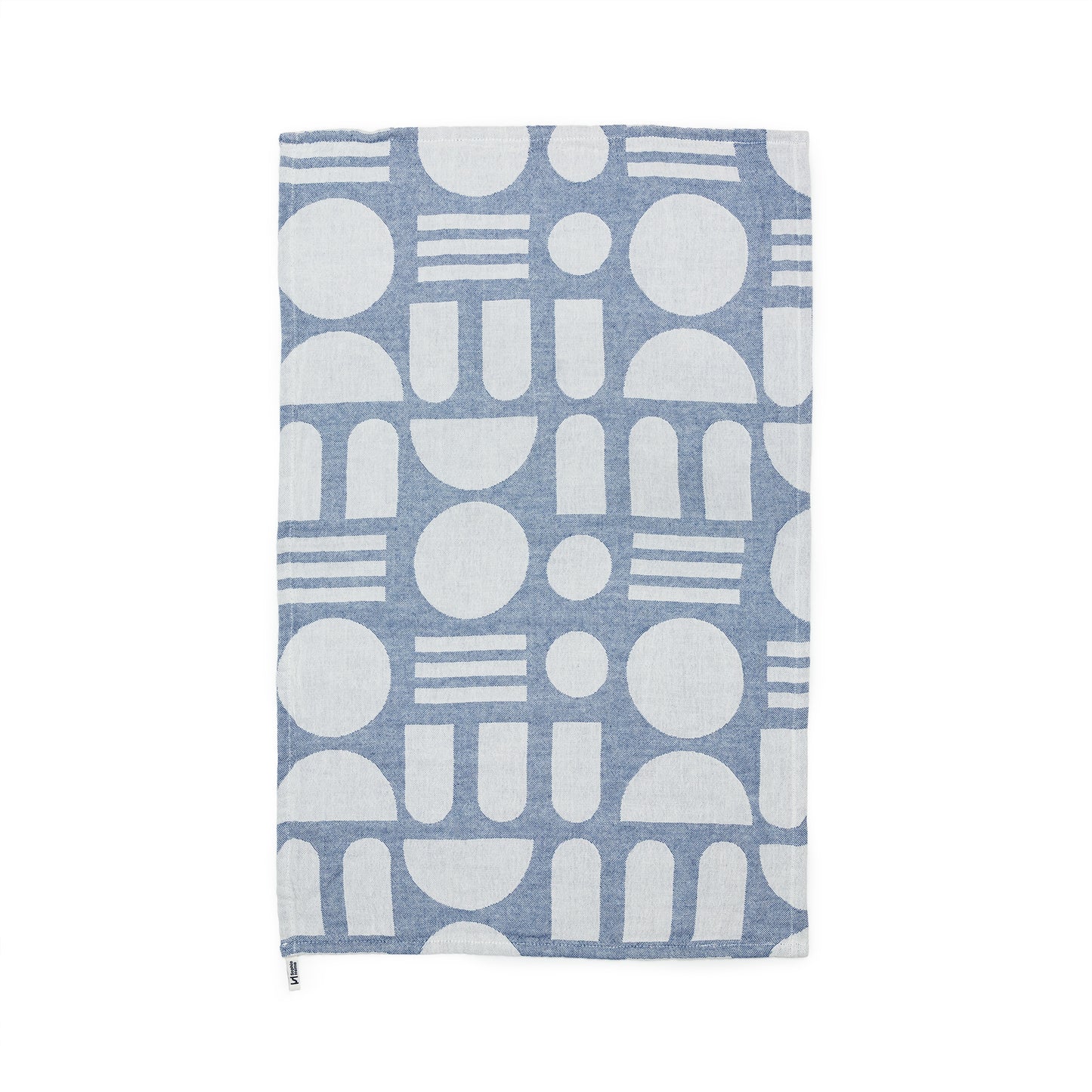 Designer Cotton Tea Towel: Stack The Dishes Cobalt