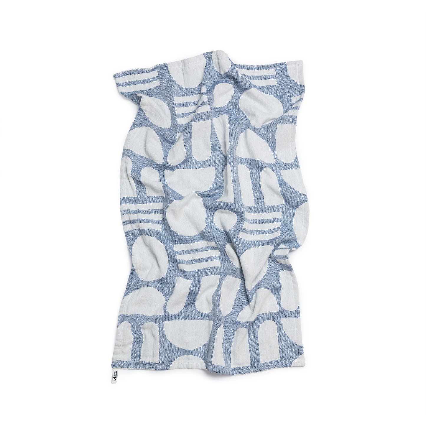 Designer Cotton Tea Towel: Stack The Dishes Cobalt