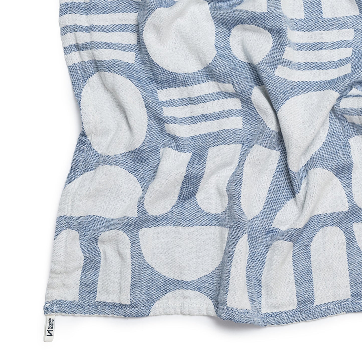 Designer Cotton Tea Towel: Stack The Dishes Cobalt