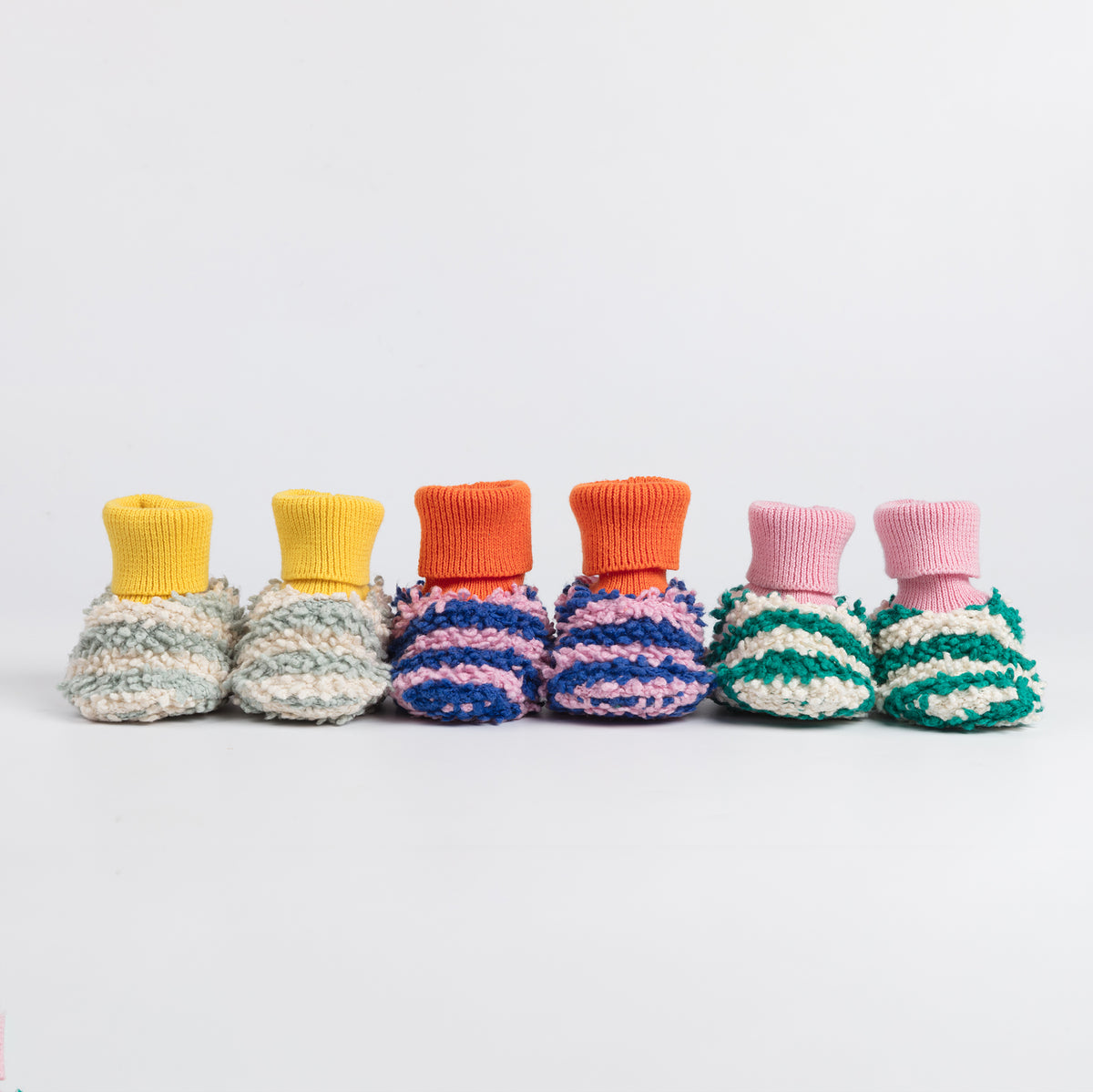 Boucle Striped Slipper Socks: Aqua