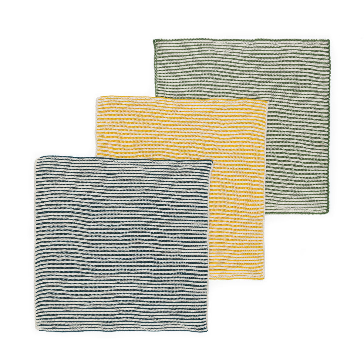 Reusable Ribbed Dishcloths: Green/Citrus/Ink