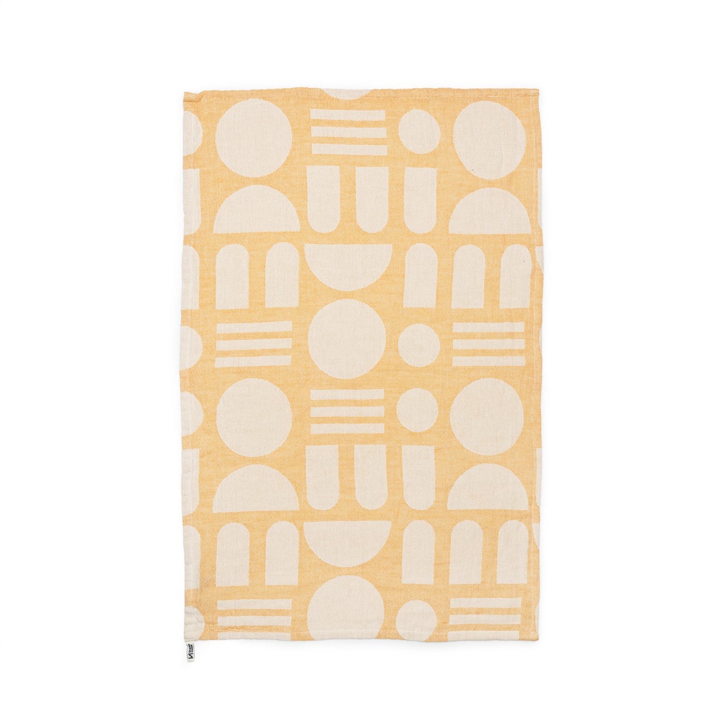 Designer Cotton Tea Towel: Stack The Dishes Yellow