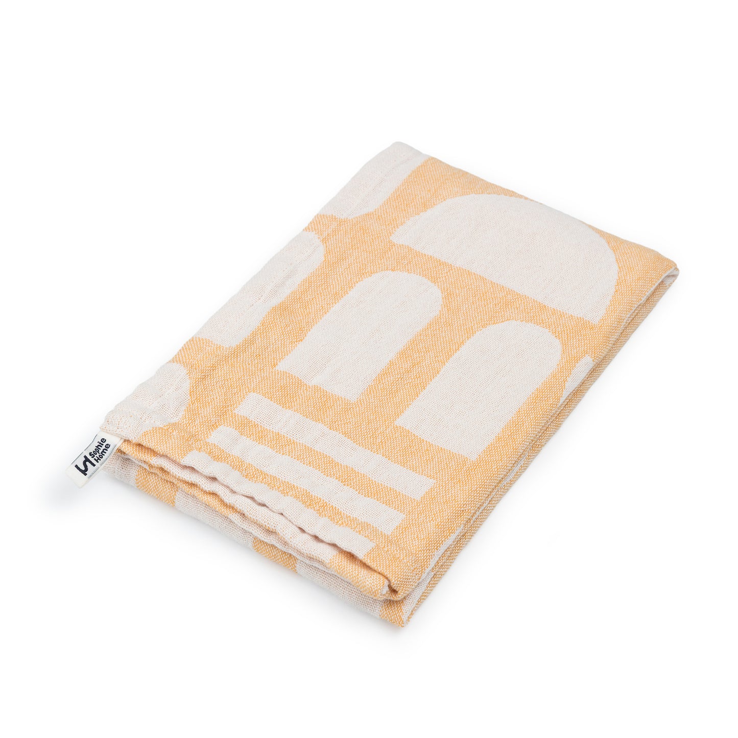 Designer Cotton Tea Towel: Stack The Dishes Yellow