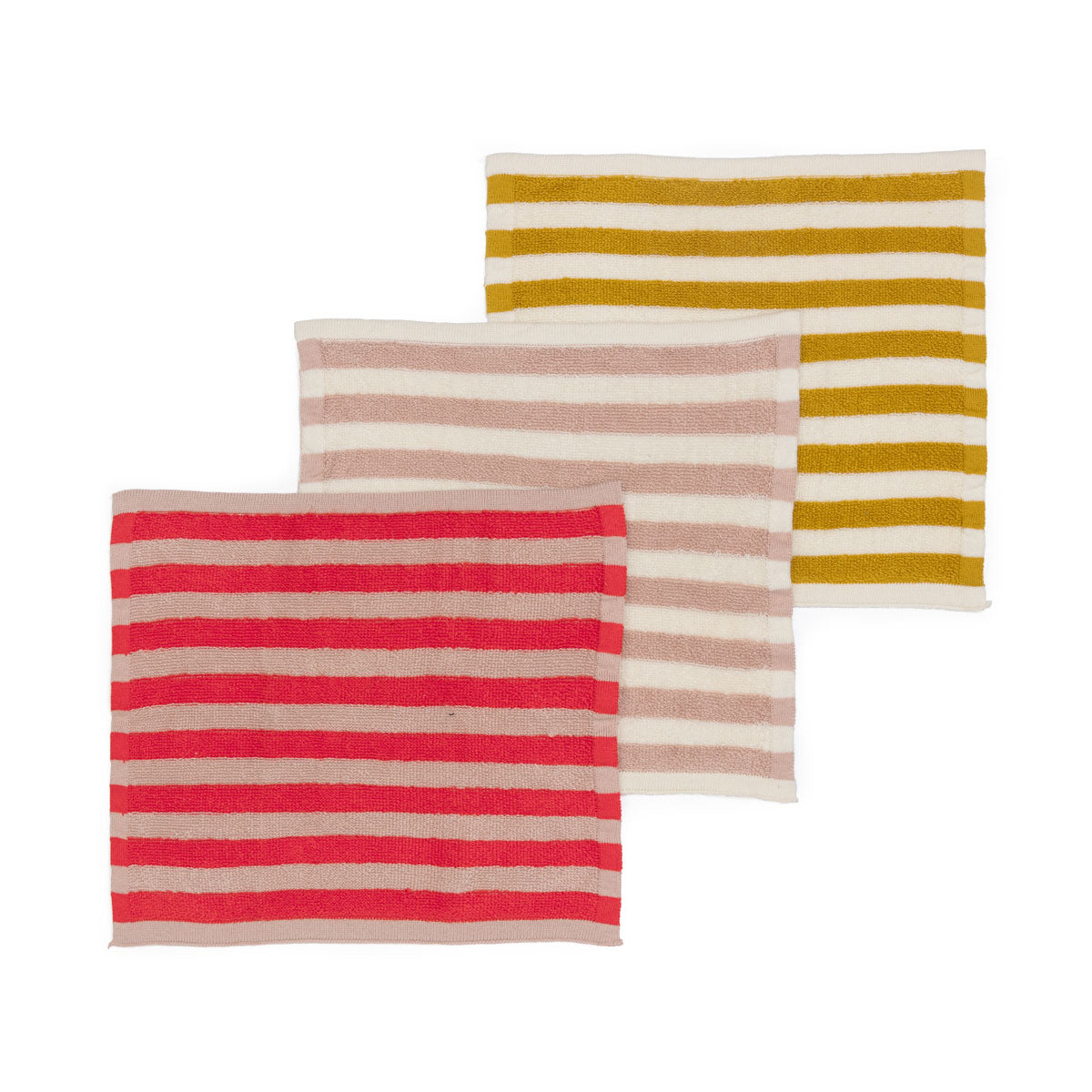 Striped Washcloths: Red/Pink/Citrus