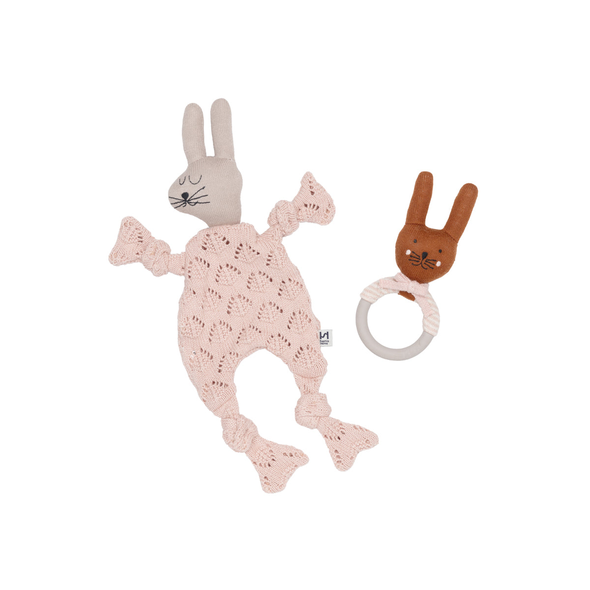 Rabbit Comforter & Rabbit Teething Rattle Gift Set Bundle