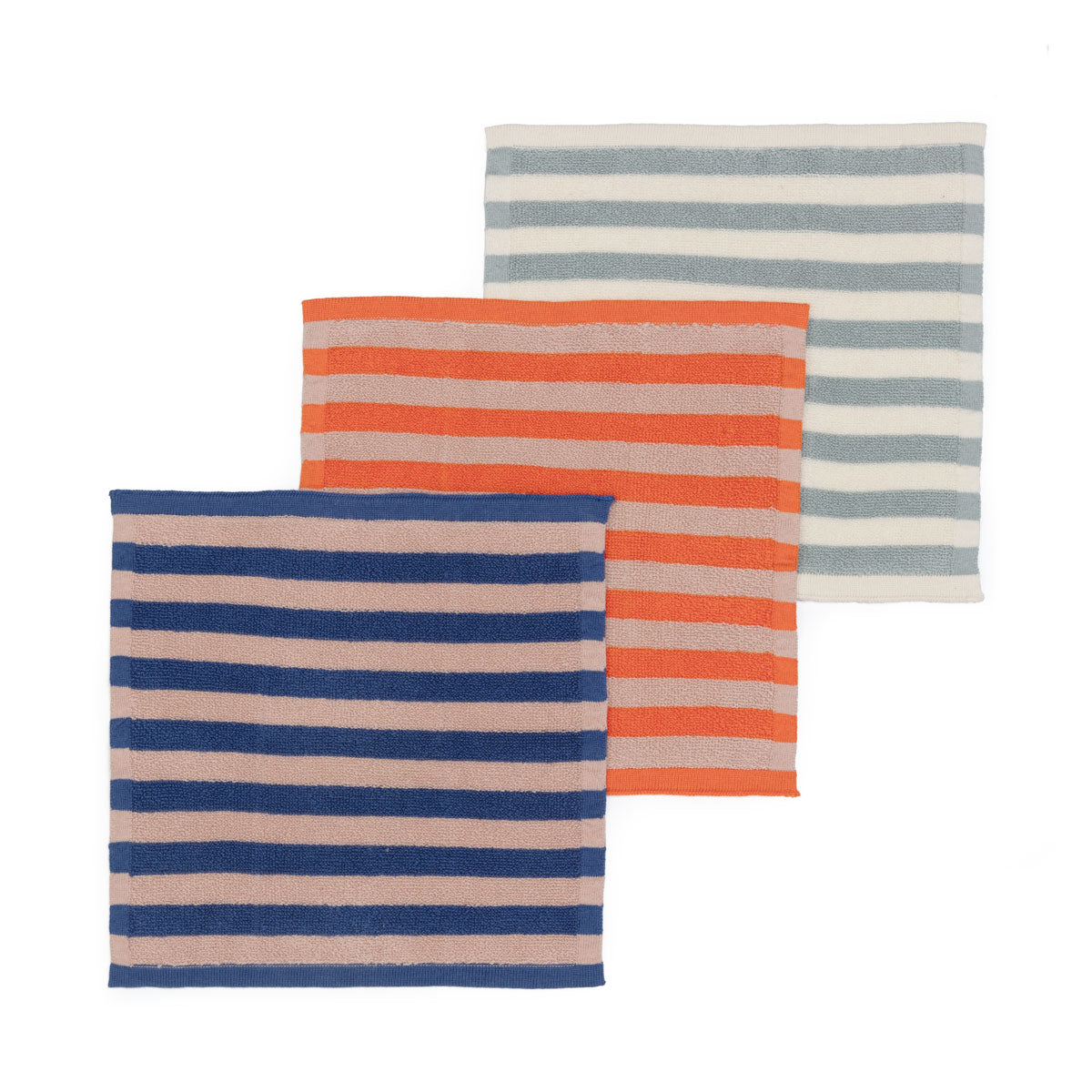 Striped Terry Washcloths: Cobalt/Aqua/Orange