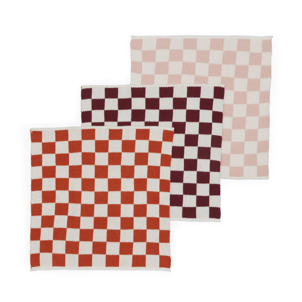 Reusable Check Dishcloths: Pink/Burgundy/Orange