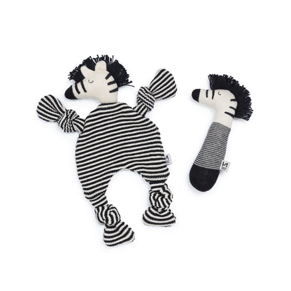 Zebra Comforter & Zebra Rattle Gift Set Bundle