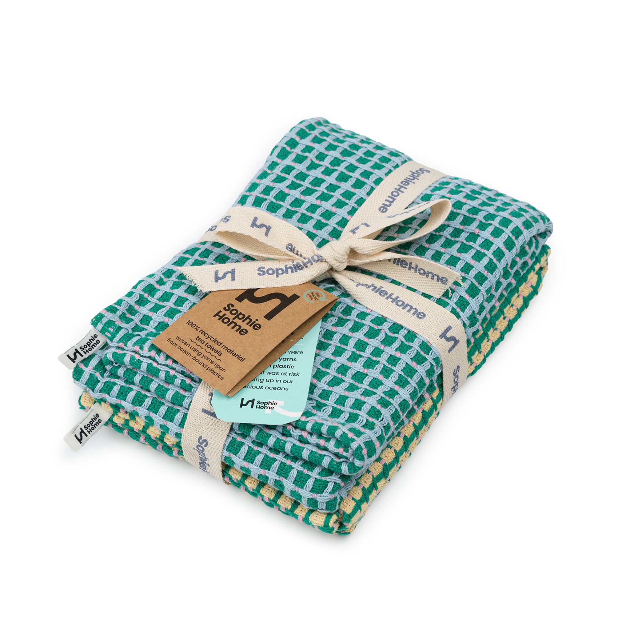 Recycled Materials Tea Towel 2 Pack: Yellow