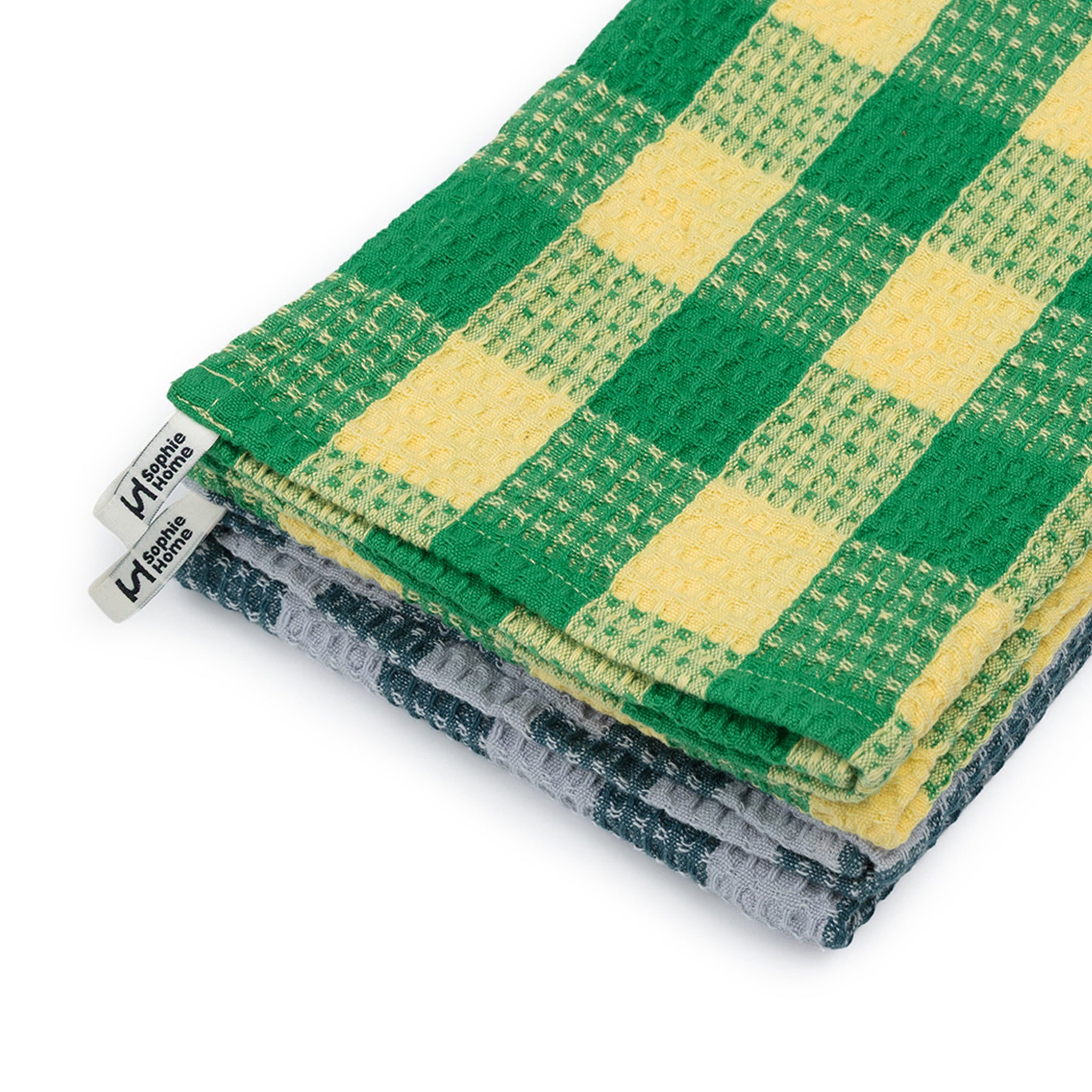Cotton Tea Towel 2 Pack: Check Green