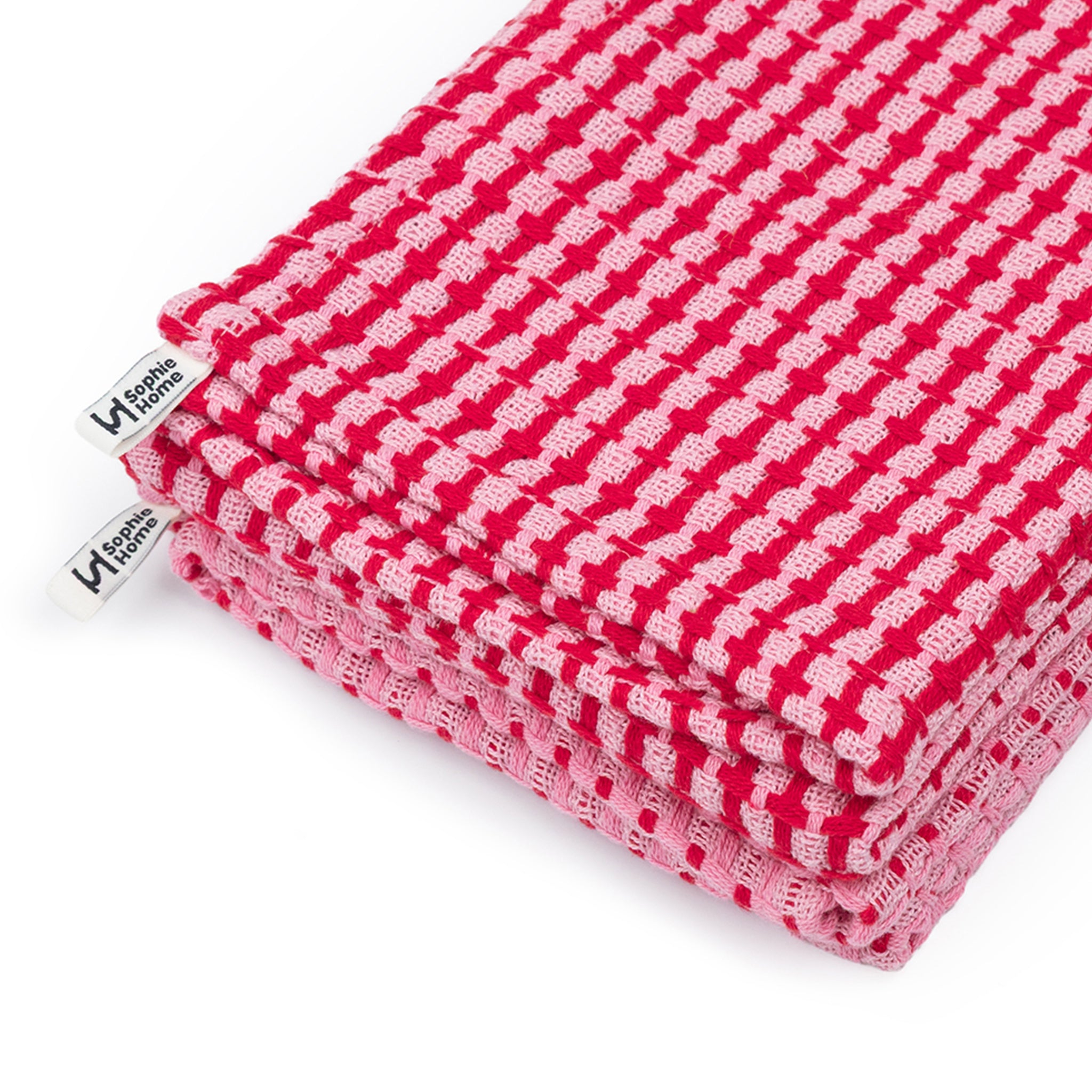 Recycled Materials Tea Towel 2 Pack: Pink