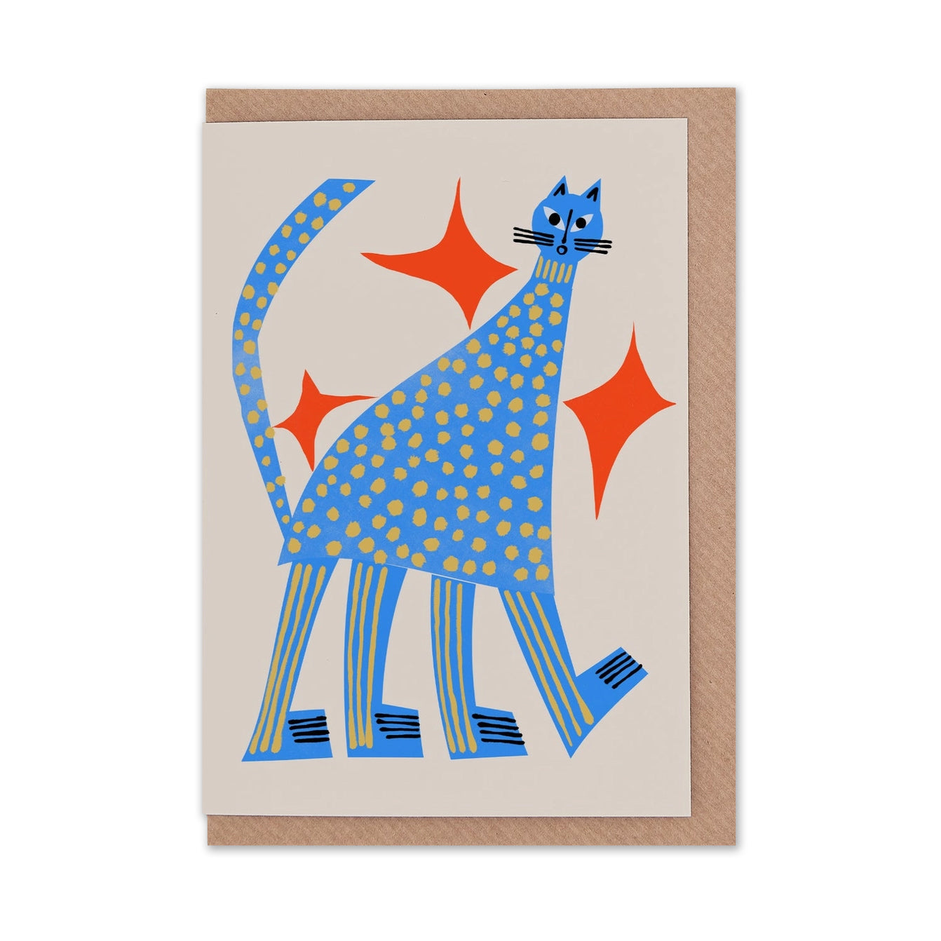 Tall Blue Cat Greetings Card