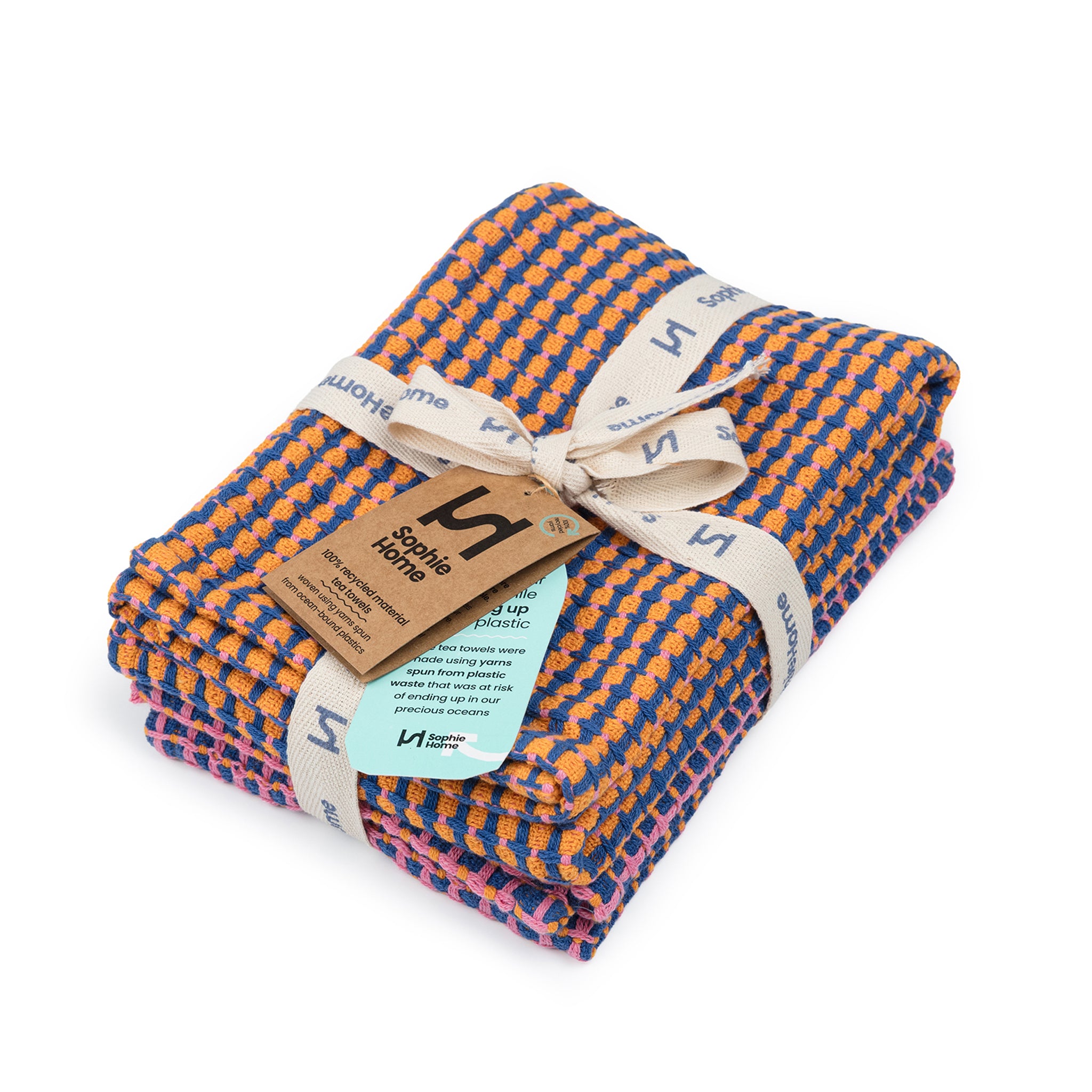 Recycled Materials Tea Towel 2 Pack: Cobalt