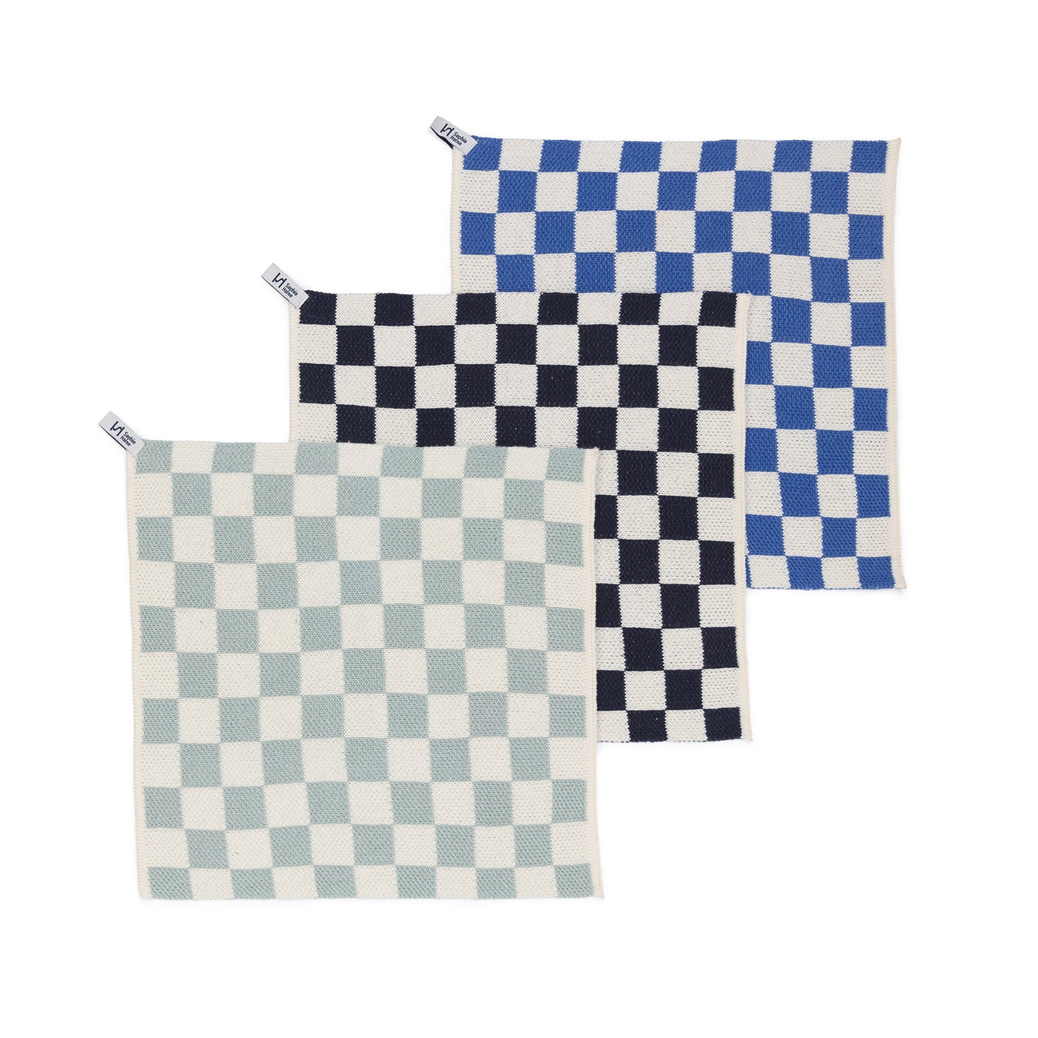 Reusable Check Dishcloths: Cobalt