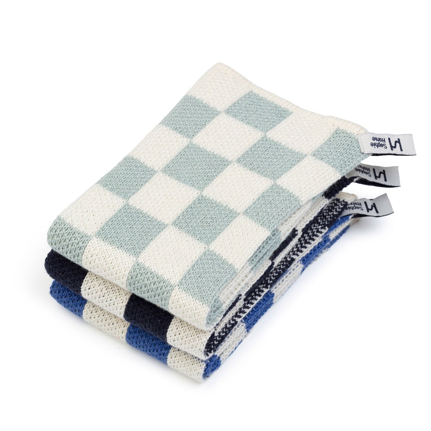 Reusable Check Dishcloths: Cobalt