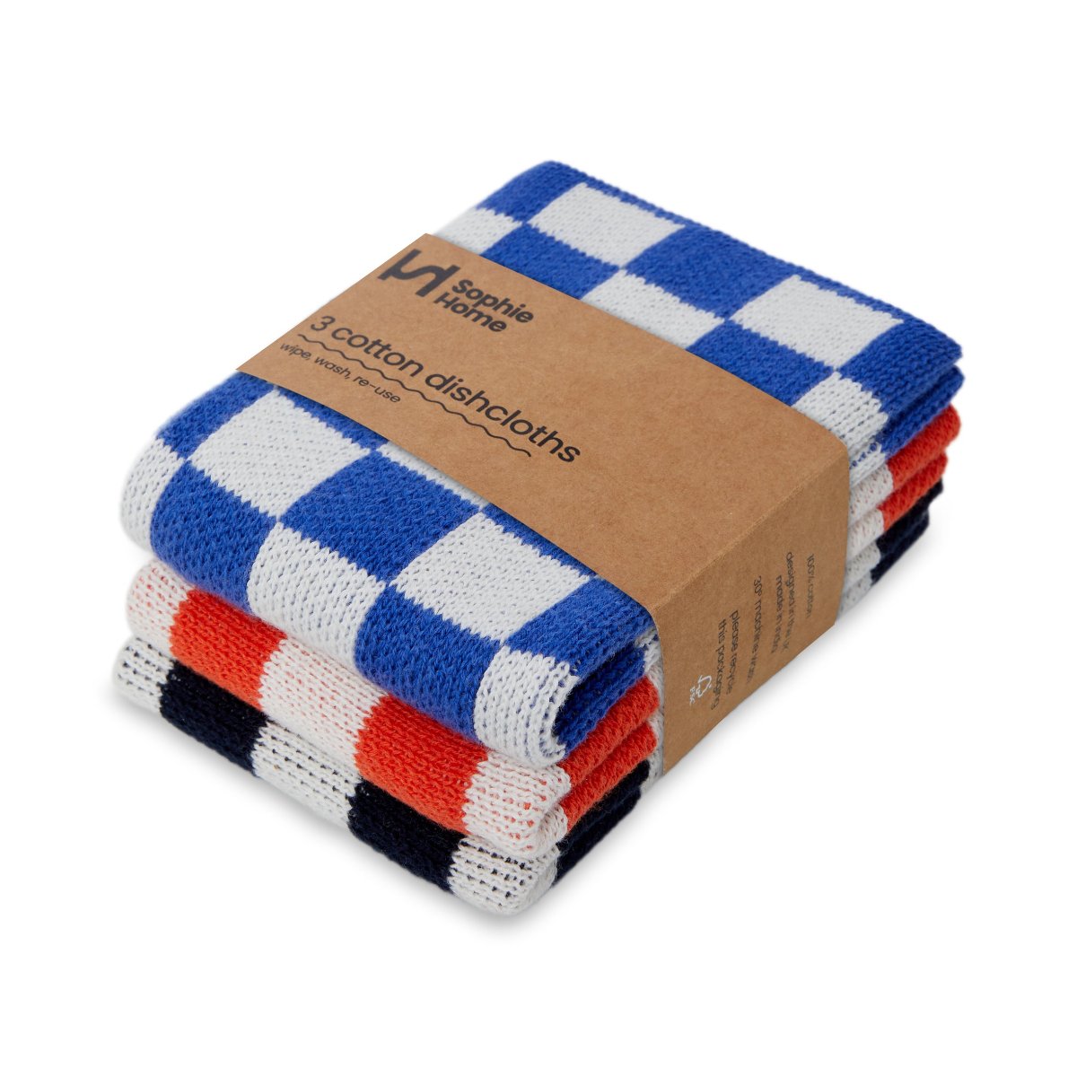 Reusable Dishcloths: Cobalt/Tomato/Navy