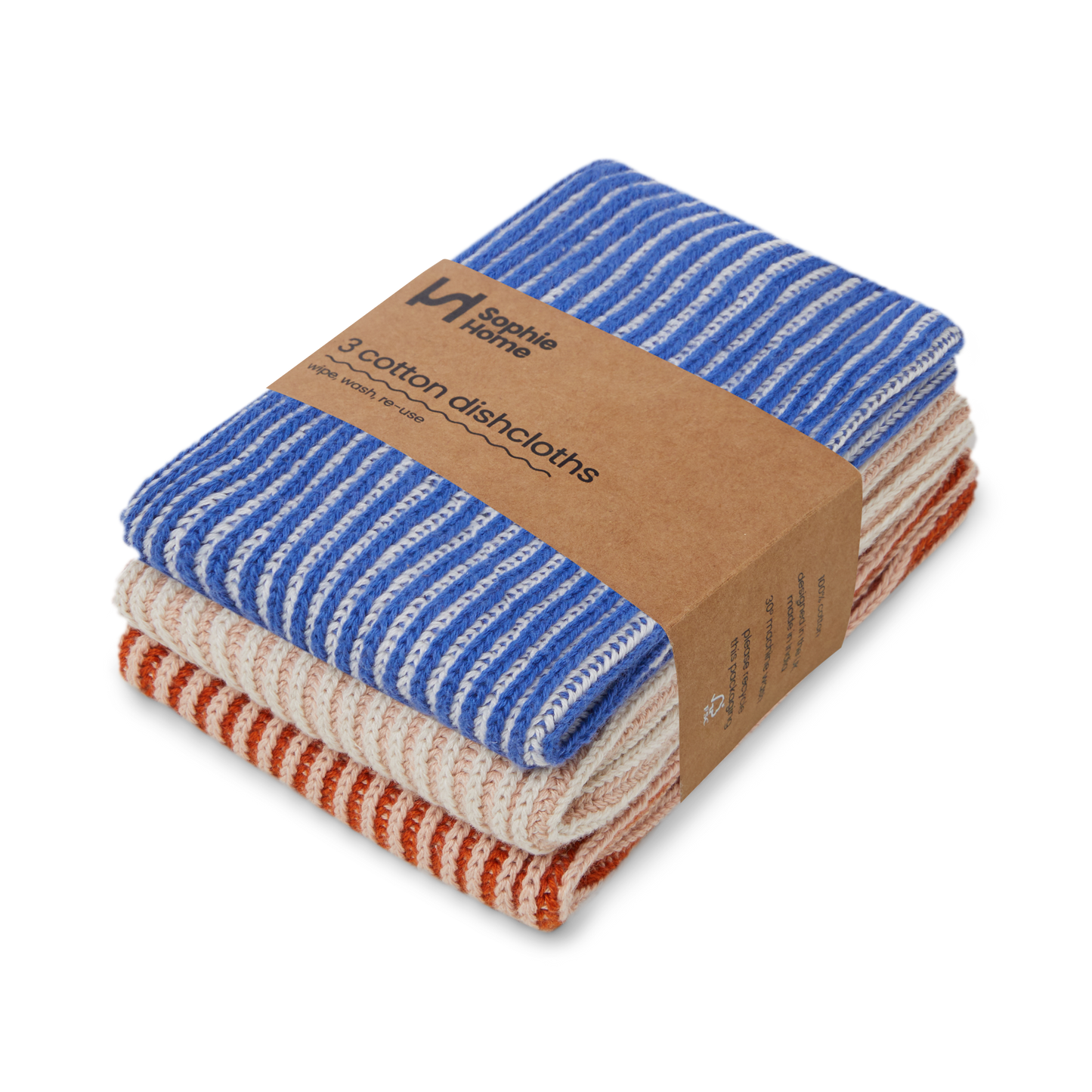 Reusable Ribbed Dishcloths: Cobalt