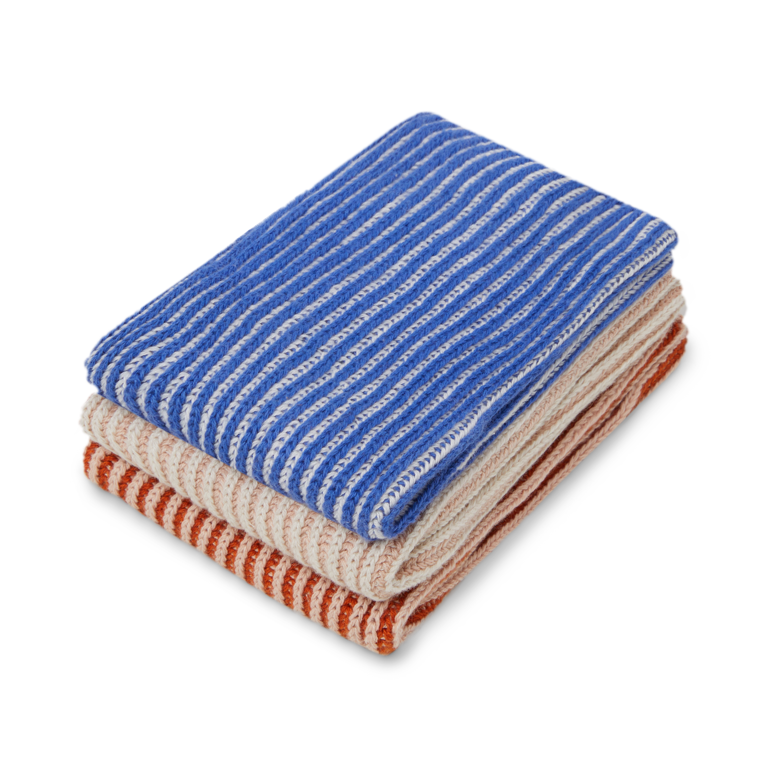 Reusable Ribbed Dishcloths: Cobalt/Pink/Rust