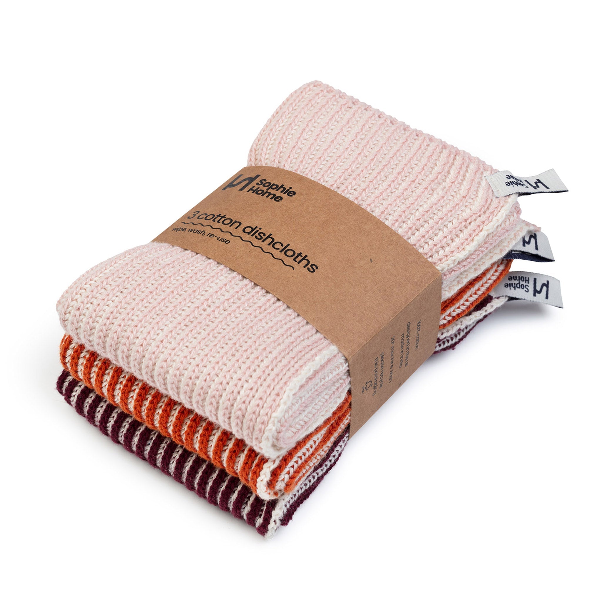 Reusable Ribbed Dishcloths: Orange