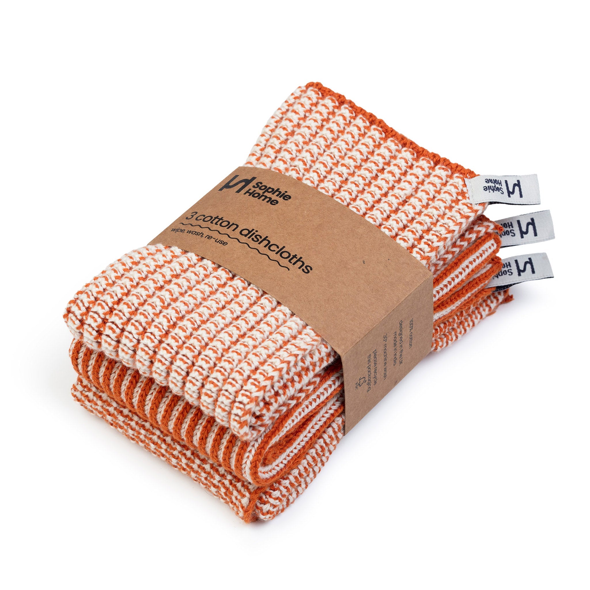 Reusable Textured Dishcloths: Orange