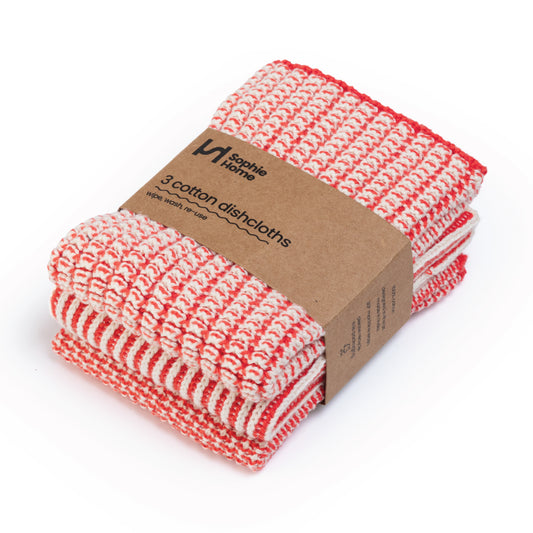 Reusable Textured Dishcloths: Red