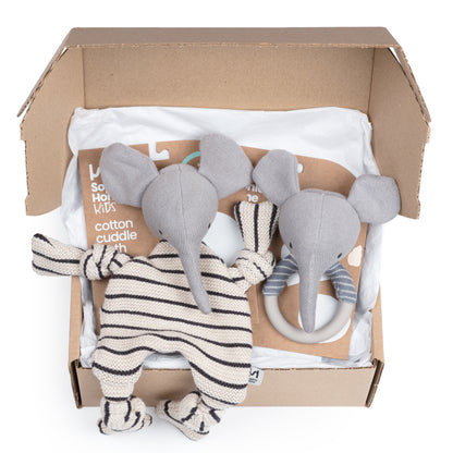 Elephant Comforter & Elephant Teething Rattle Gift Set Bundle