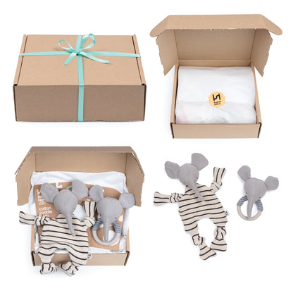 Elephant Comforter & Elephant Teething Rattle Gift Set Bundle