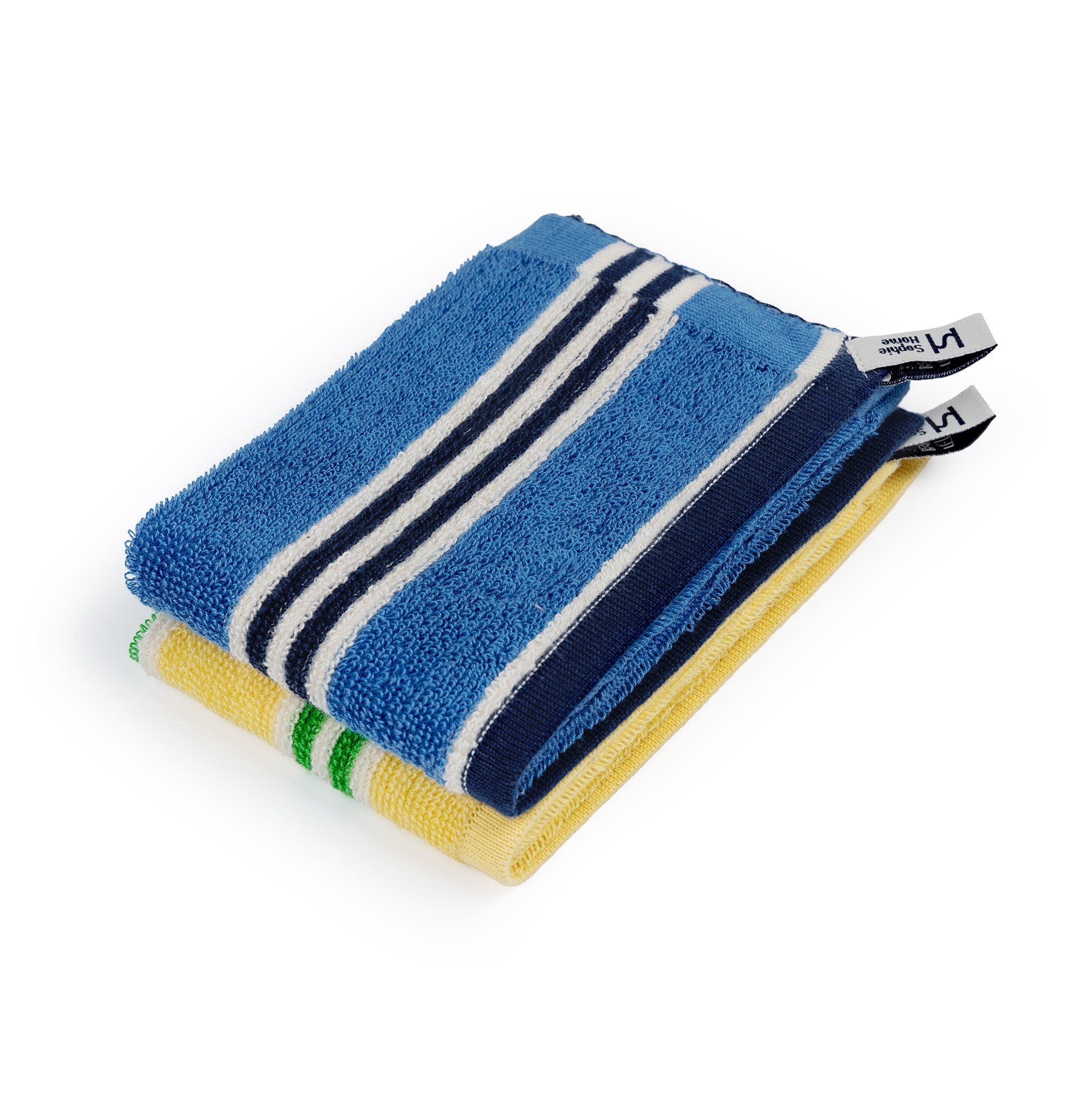 Striped Terry Towelling Face Cloth 2 pack: Cobalt