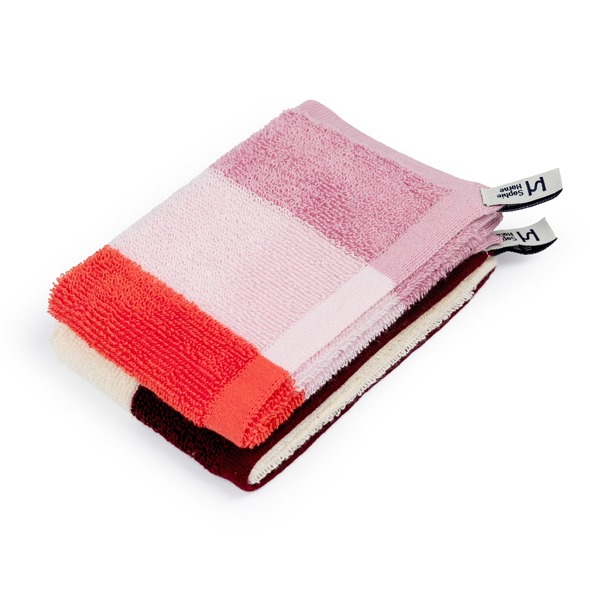 Striped Terry Towelling Face Cloth 2 Pack: Pink