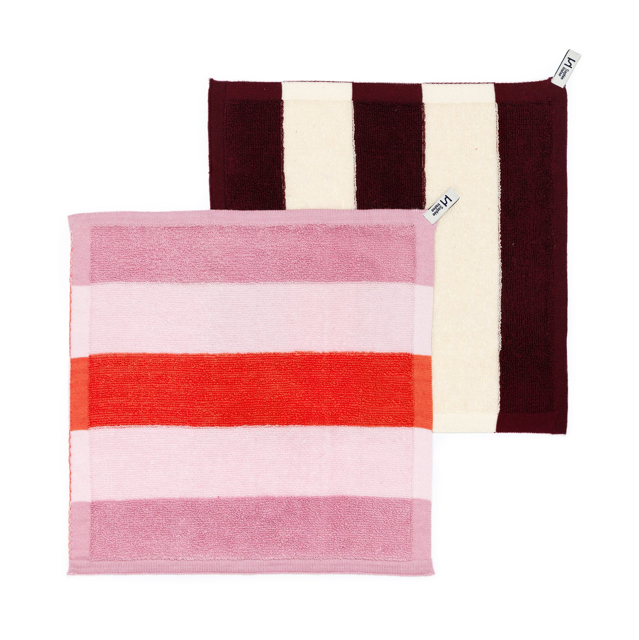 Striped Terry Towelling Face Cloth 2 Pack: Pink