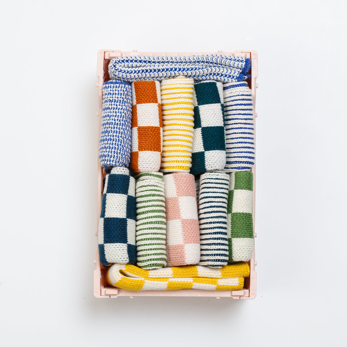 Reusable Check Dishcloths: Mustard