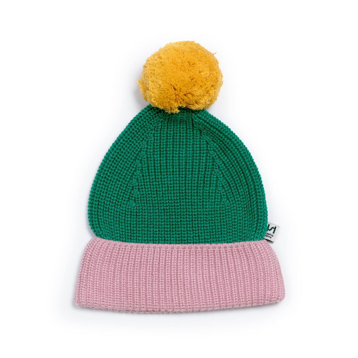 Baby Bobble Hat: Green & Pink