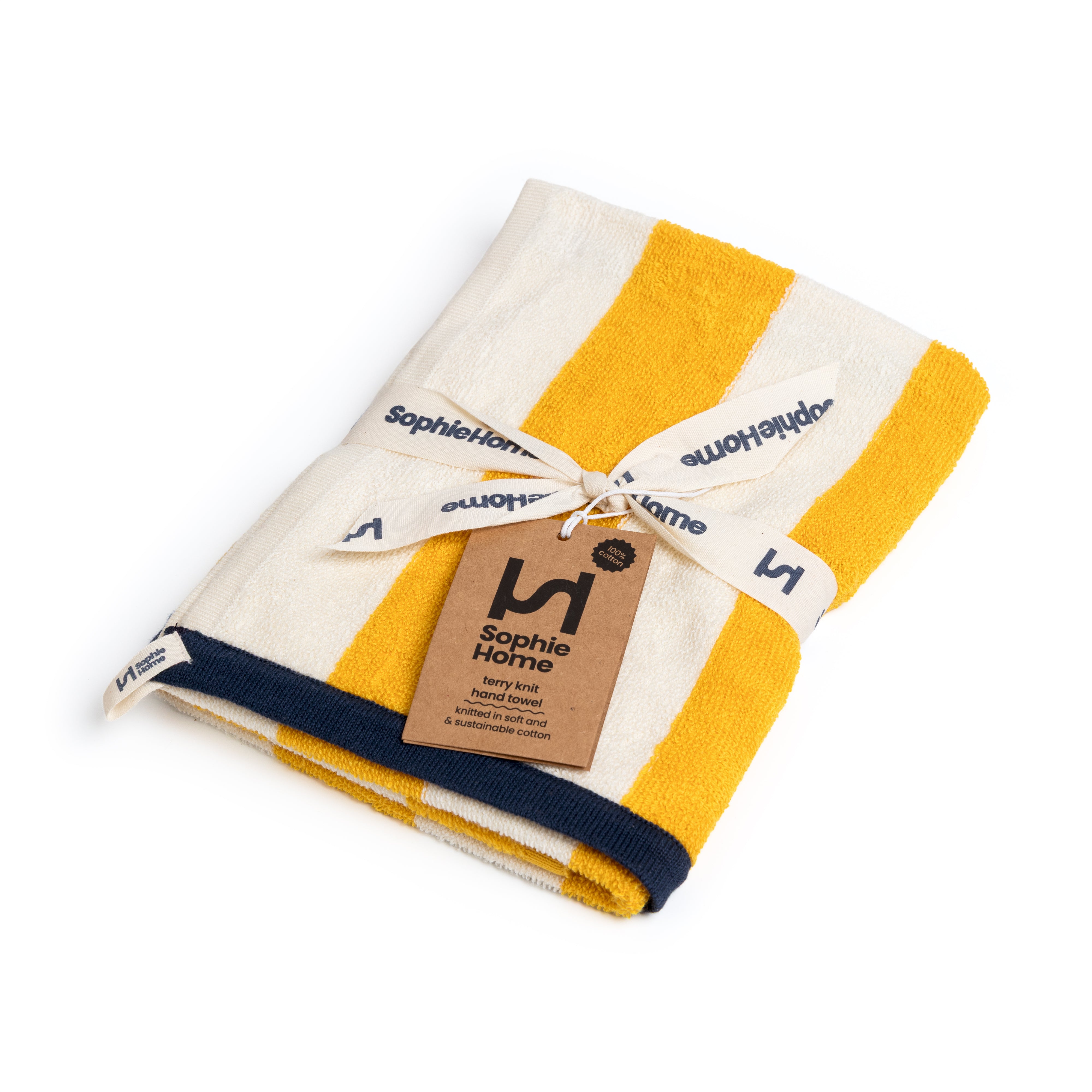 Striped Terry Towelling Hand Towel: Citrus
